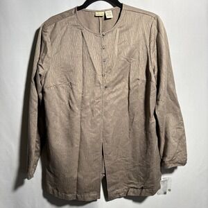 NWT Linden Hill Washable Silk Beige Jacket Blouse Top Buttons Lagenlook M Office